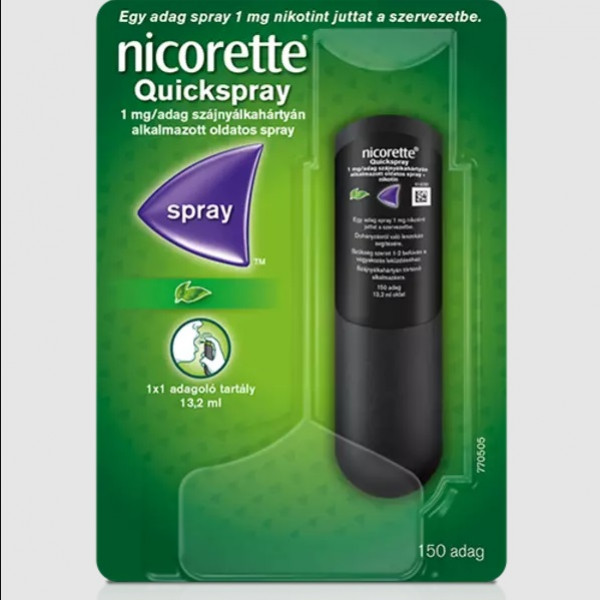 Nicorette Quickspray 1 mg/adag szájnyálkahártyán alkalmazott spray 1x1 adagoló tartály
